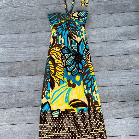 Nine West maxi dress strapless halter floral multi color 6 - Picture 10 of 15